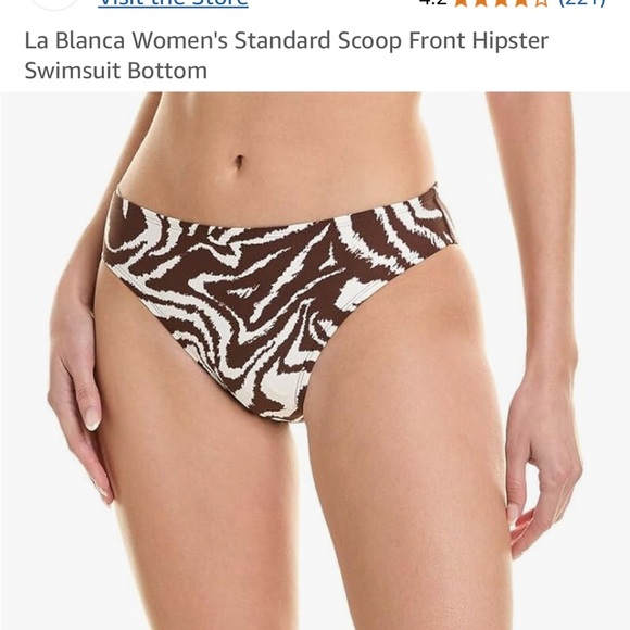 La Blanca Fierce Lines Java Hipster Bikini Bottom Size 12 & 16 NEW Brown UPF 50 - Picture 2 of 14